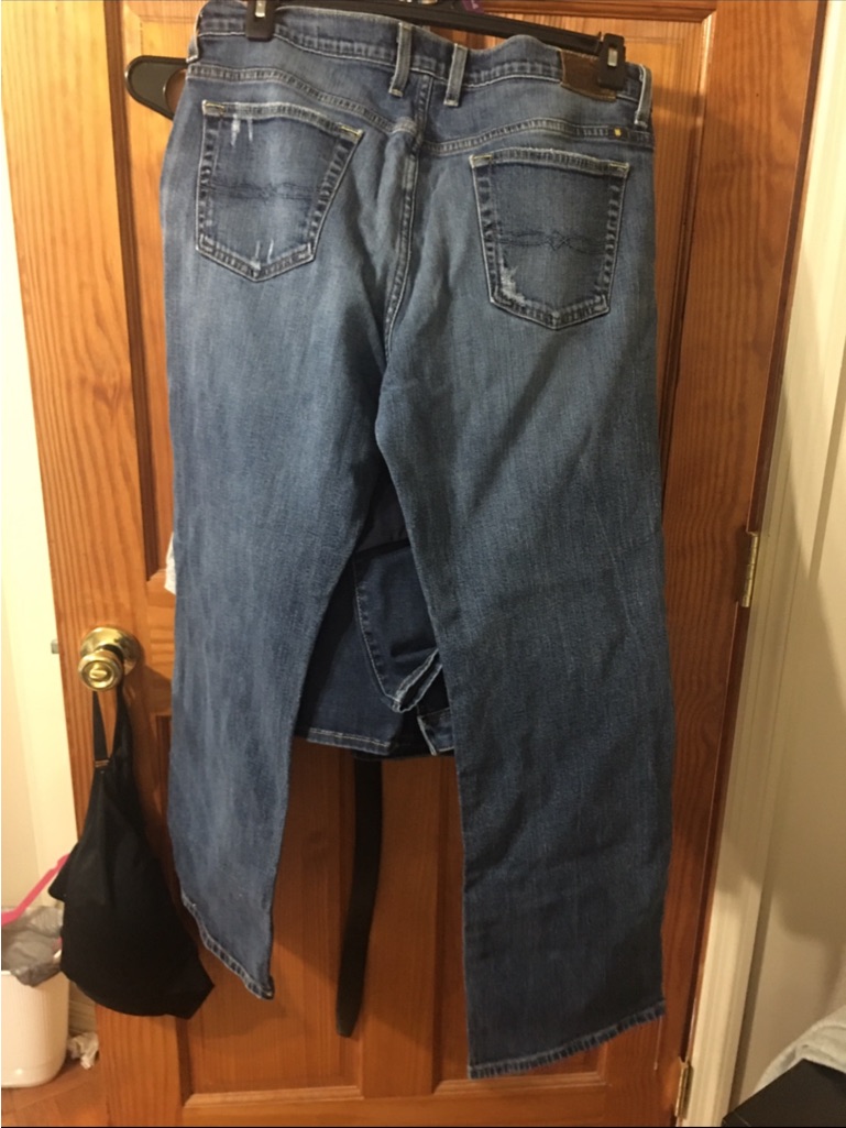 Lucky Brand Navy And Gold Logo Denim Waistband